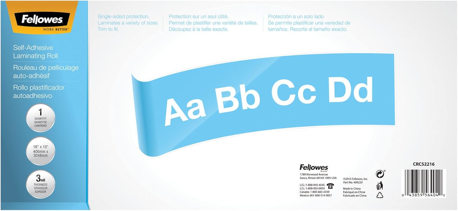 Fellowes, SelfAdhesive Laminating Roll, 3 Mil, 16Inch x