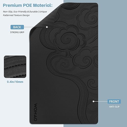 Miniatura 3 de Tapete de yoga grande de 76 x 40 x 0.4 pulgadas, extra ancho y grueso, antideslizante, versátil para estiramiento, estudio de yoga, gimnasio, hogar