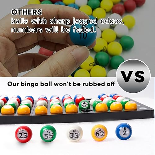 Miniatura 8 de GSE Games & Sports Expert Bolas de bingo de 7/8 pulgadas, bolas de repuesto multicolor con ventana de fácil lectura para fiestas, rifas de premios