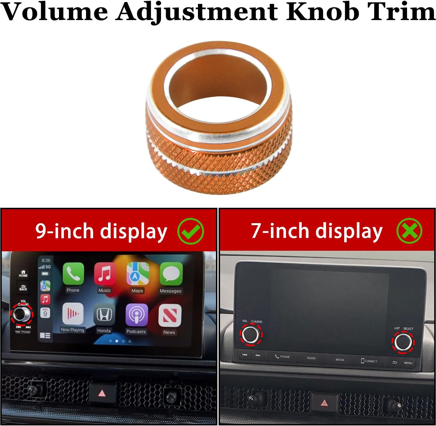 Air Conditioning Vent Knob Cover for Honda Civic Accessories 2022-2024 2025 2026, for CRV 2023-2025 2026 Start Stop Push Button Ring, Vent Lever Trim, AC Switch/Volume Knob Cover (9pcs, Orange)