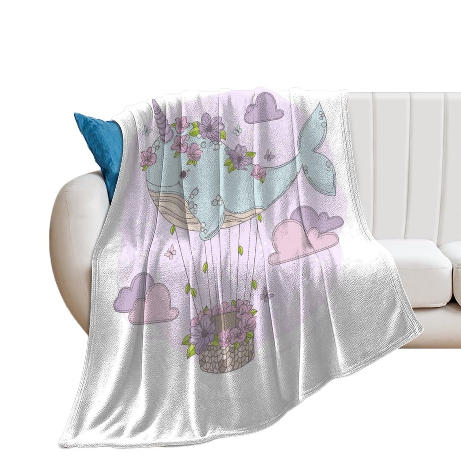 Couverture douce licorne et baleine, le cadeau d'anniversaire idéal pour enfant
