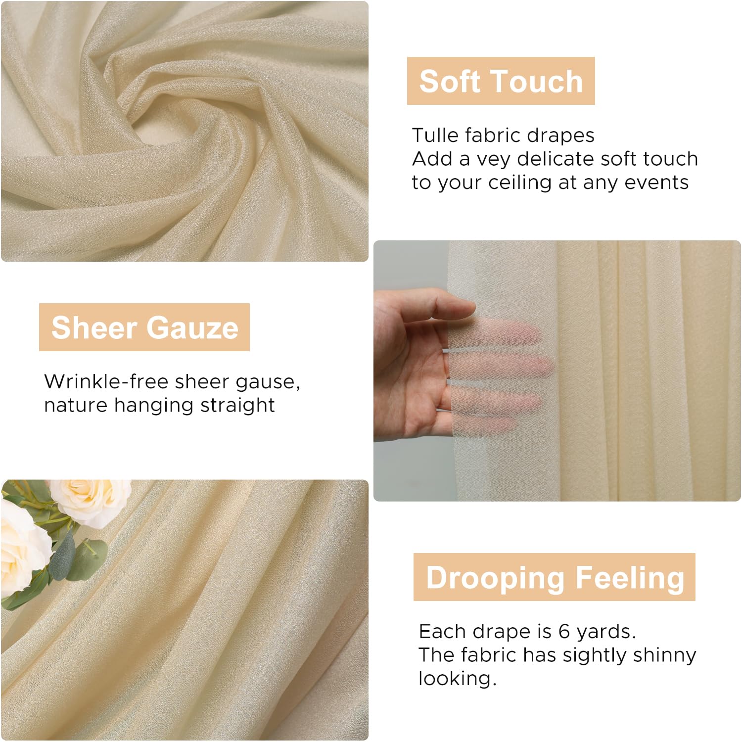 Wokceer Wedding Arch Draping Fabric 28.7