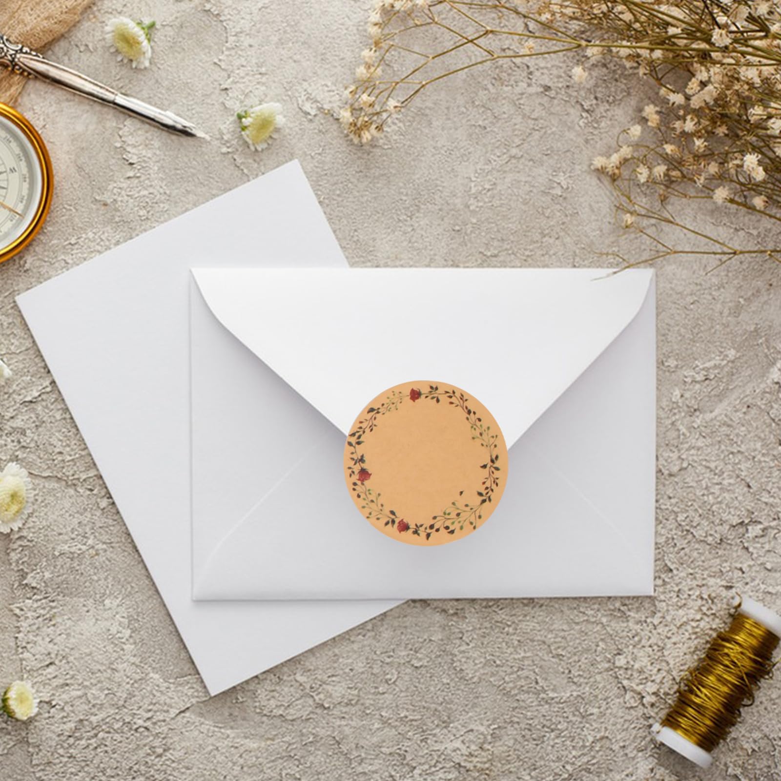 Rollo De 500 Piezas De Pegatinas Redondas Soledad En Kraft Autoetiquetas DIY Marrón | Bodega