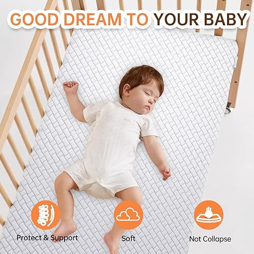 Miniatura 6 de Colchón Pack and Play, espuma viscoelástica suave y firme de alta densidad de doble cara, transpirable, portátil, con funda extraíble, parte