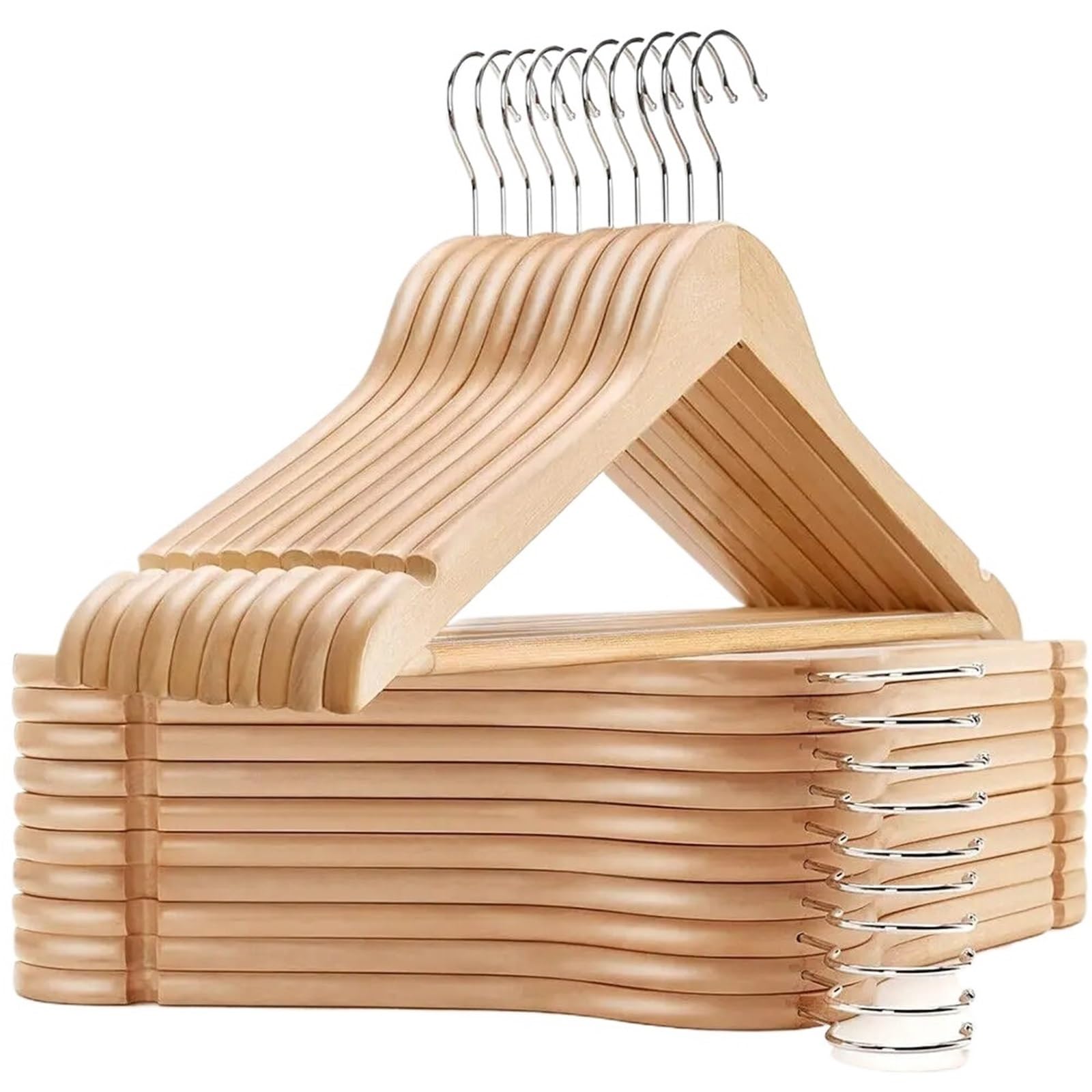 Hangers Wooden Coat Hangers 30Pcs Suit Garments Clothes Wood Hanger Trouser Bar Set