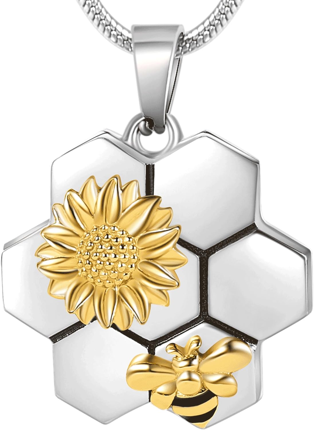 Fanery Sue Personalized Locket Necklace that Holds Pictures, Bee Sunflower Lockets Necklaces Customize Photo Picture Pendant Jewelry for Women Girls