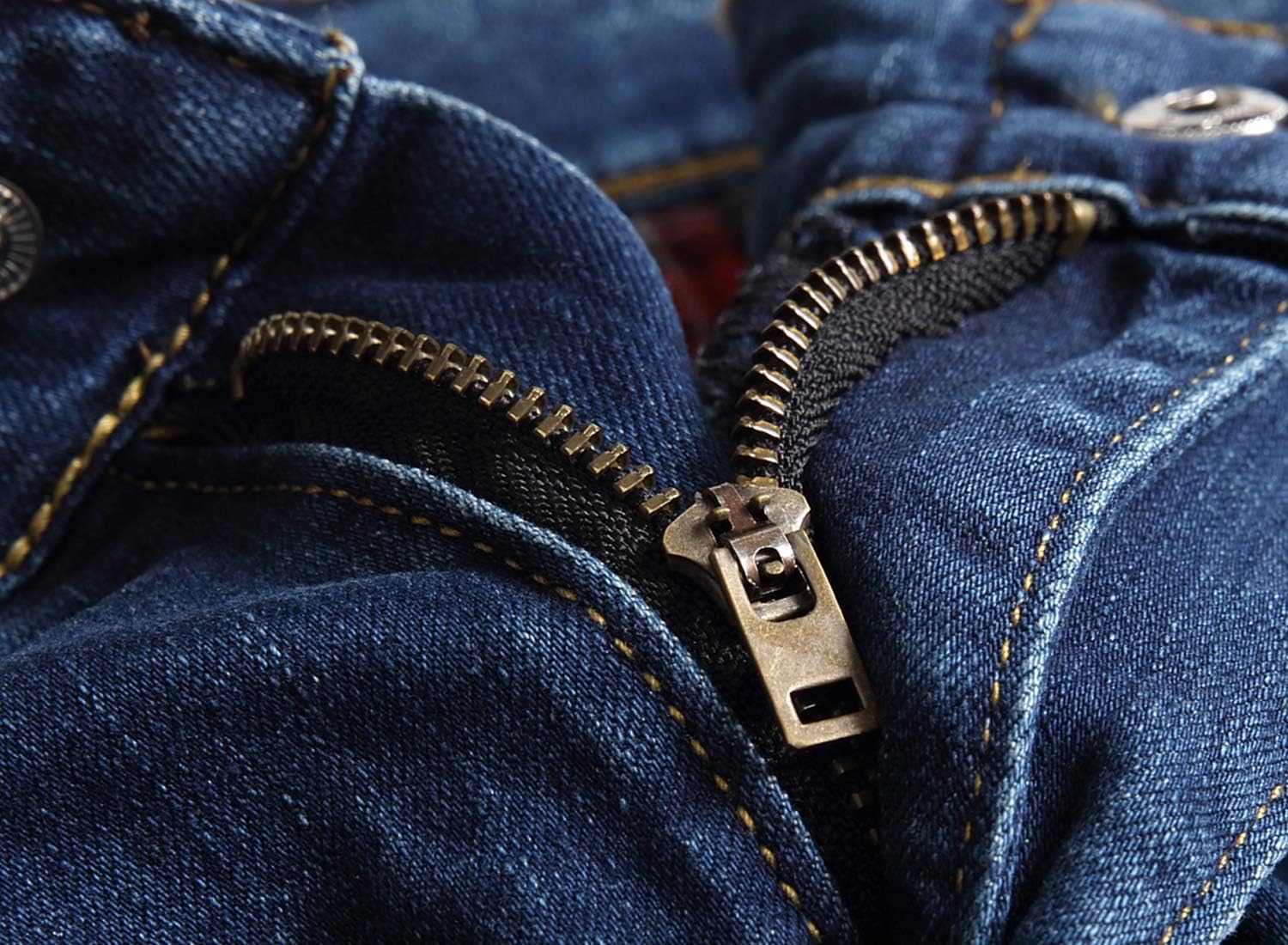 AITITIA Men's Biker Zipper Deco Washed Straight Fit Jeans 28 Blue