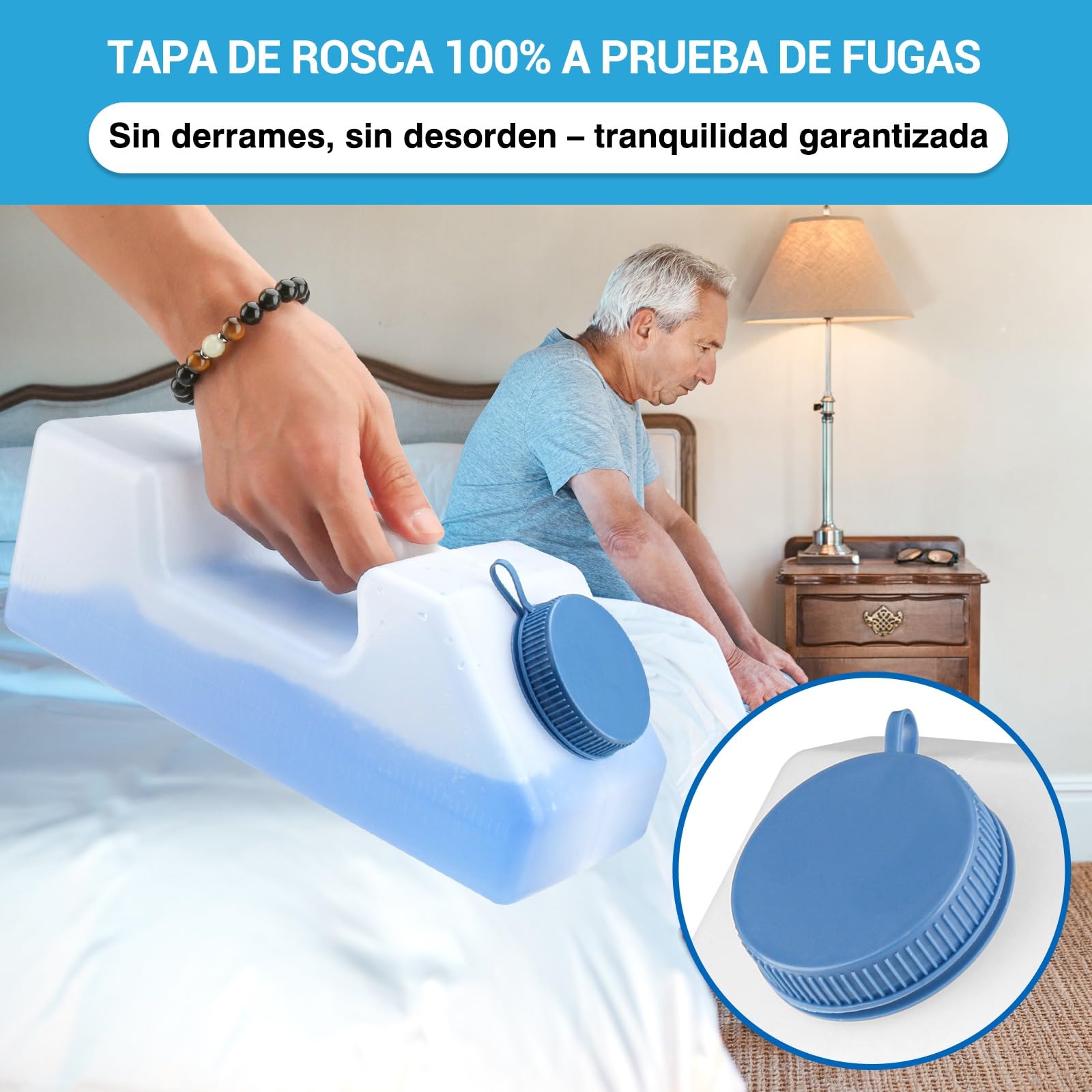 Tilcare Urinarios Portátiles para Hombres Antiderrame 3000 ml 101 Oz Brillante en la Oscuridad