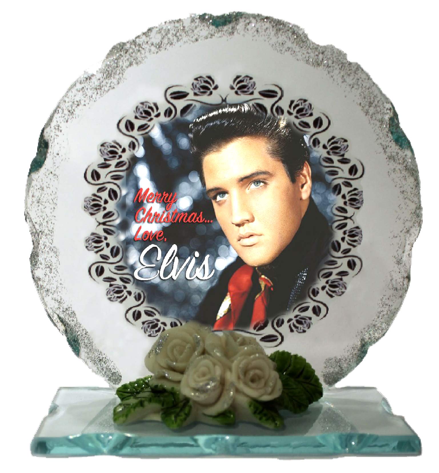 Cellini Plaques Multi Elvis Beautiful Crystal Glass Plaque Merry Christmas Edition Keepsake For The Fan