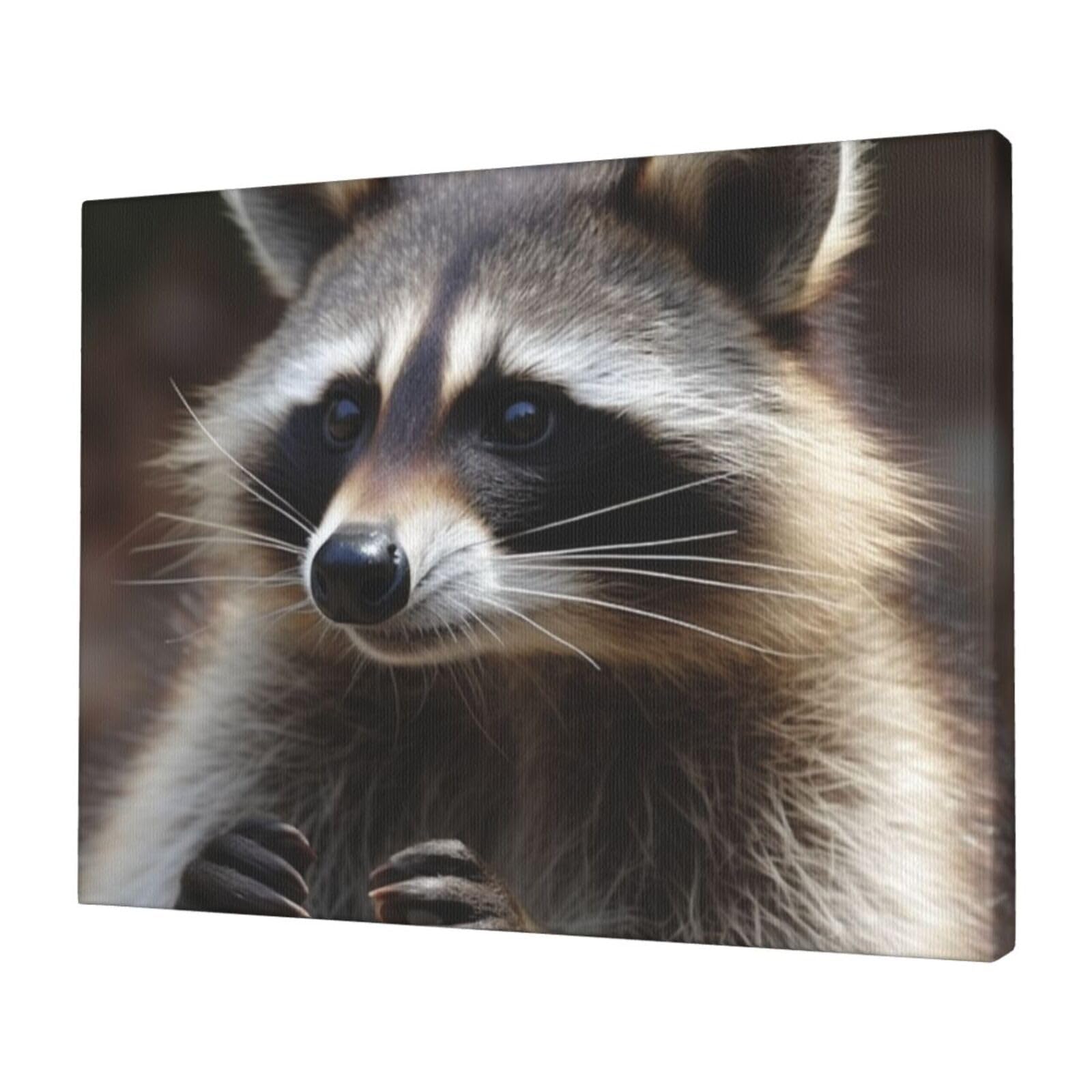 KLOPH raccoon Canvas Wall Art for Living Room 12"x16" Modern Artwork Painting for Bathroom Hanging Canvas Prints Aesthetic Wallart for Bedroom Kitchen Office Wall Decor