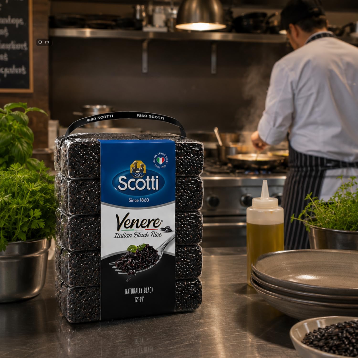 Riso Scotti Schwarzkornreis, Bulk 5,0 kg (5 x 1 kg), Produkt aus Italien, Venere, Premium-Qualität, wilder antiker Vollkornreis, Produkt aus Italien