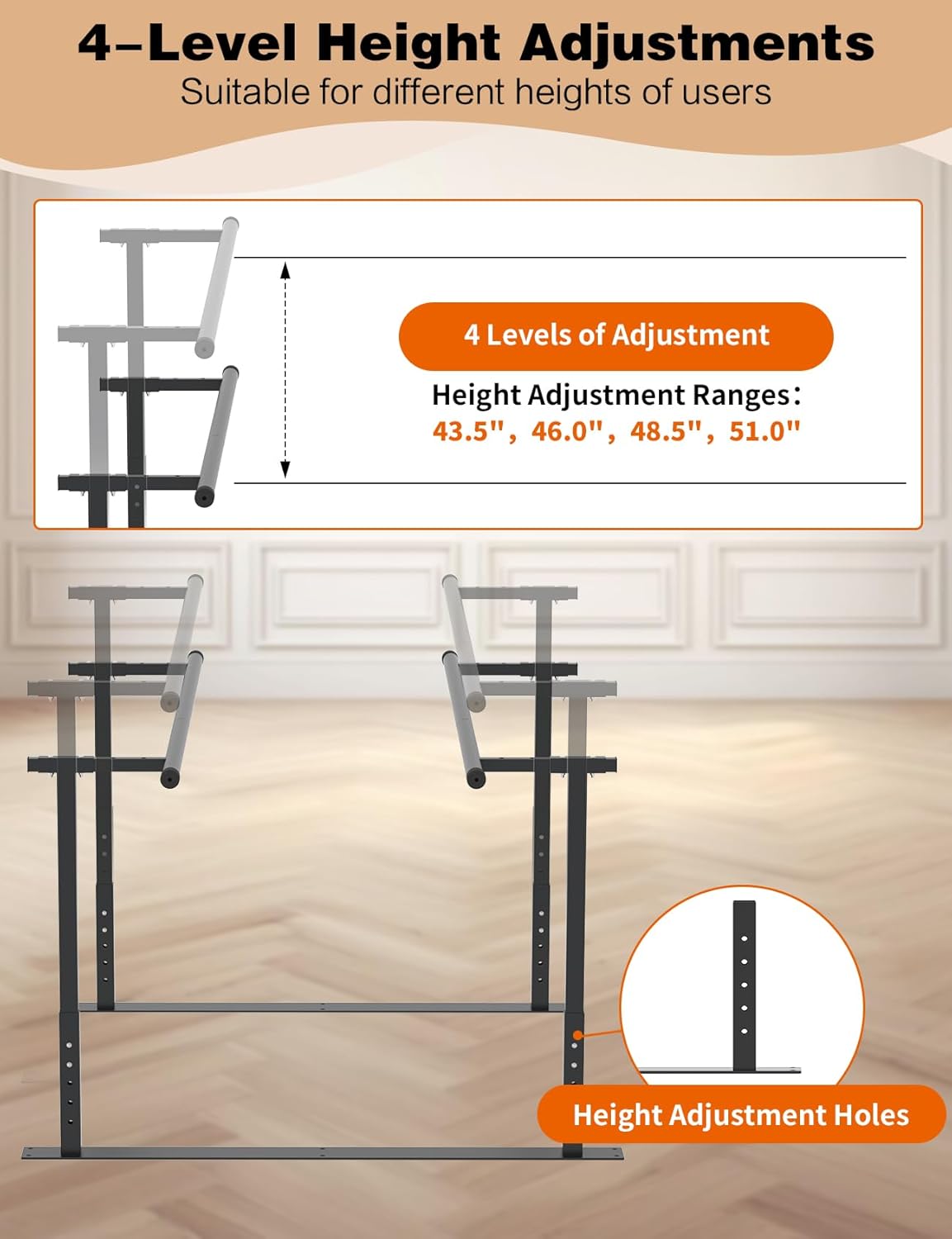 YEEZOO Parallel Bars for Physical Therapy 7FT, Adjustable Height & Width Walking Assist bar for Rehabilitation & Walking Balance Issues(7FT/214cm)