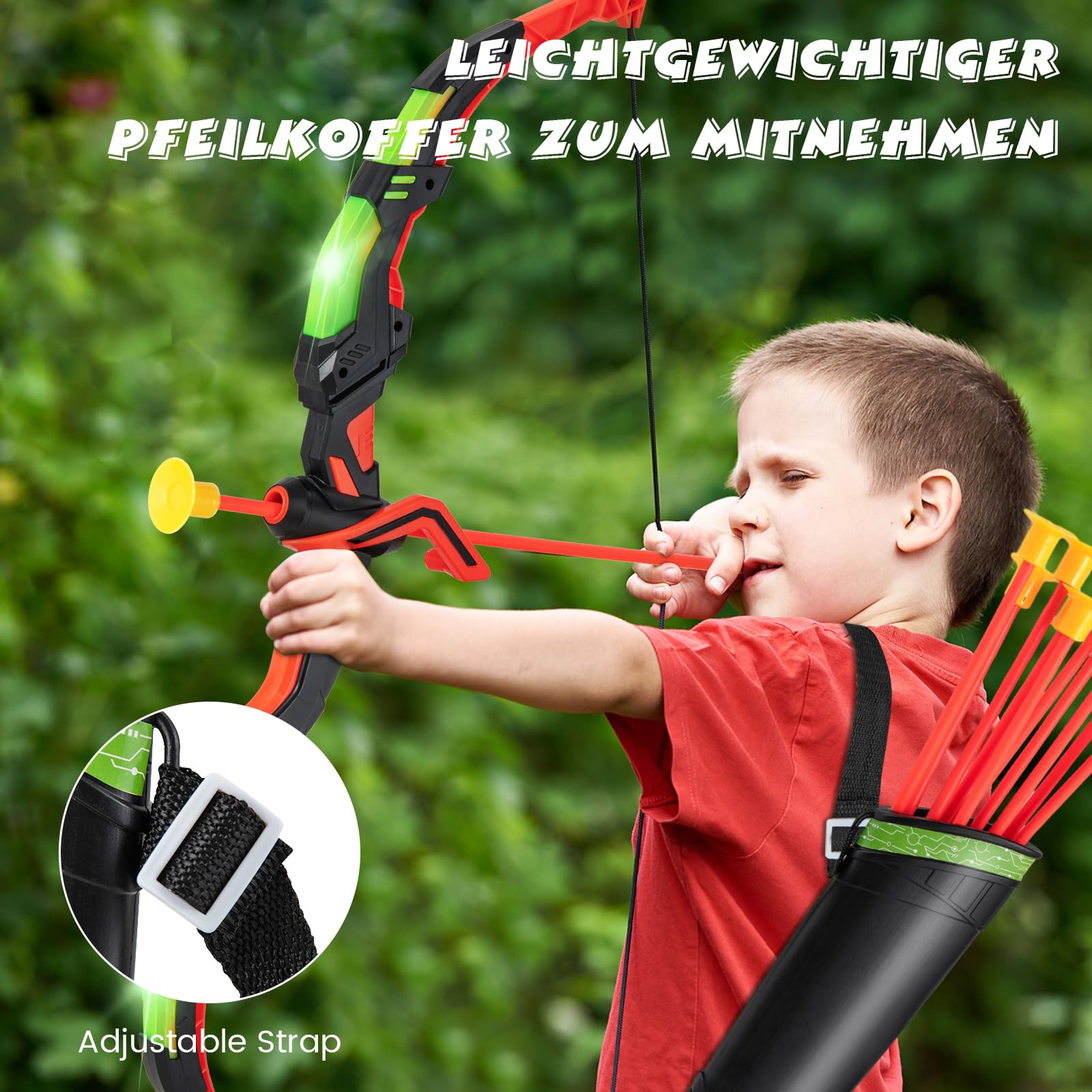 GOPLUS 2 Pack Pfeil und Bogen Kinder, Bogenschießen Set mit LED Leuchten, Kinderbogen mit 2 Bogen, 20 Pfeilen, 2 Köchern & Zielscheibe, Indoor & Outdoor Spielzeug, Spielzeugbogen für Kinder 3-12 Jahre