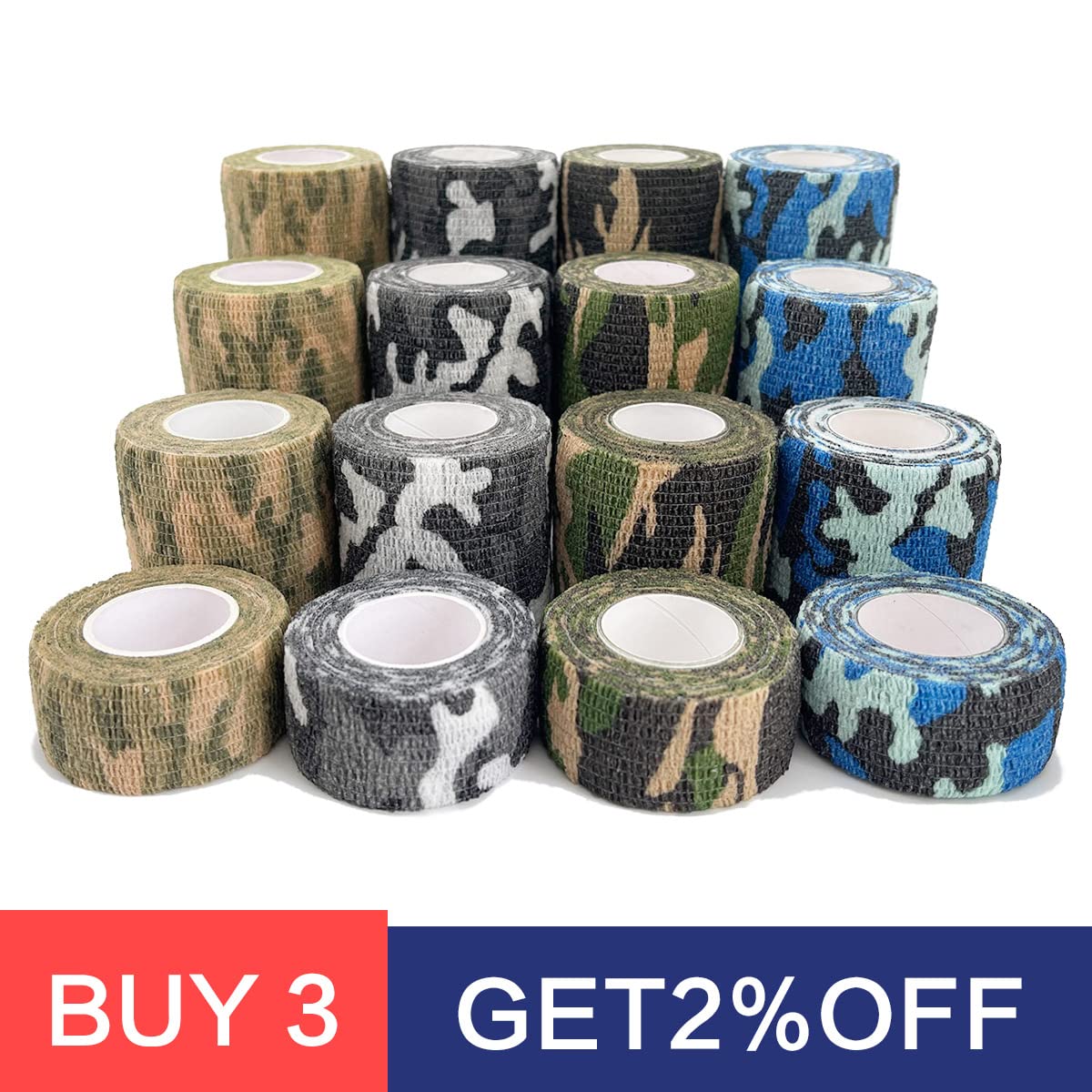 vendas, Cinta elástica de camuflaje 4,8 m, autoadhesiva, for deportes, for rodillas, dedos y tobillos(Black and white camo,7.5cmx4.8m)