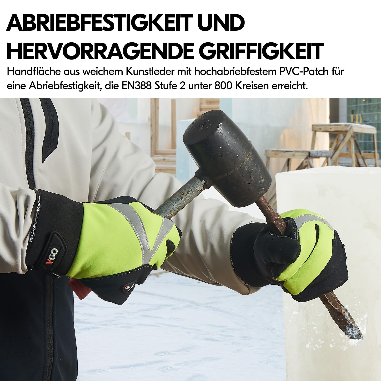 Vgo... 1 Paar Arbeitshandschuhe Herren,Mechanikerhandschuhe Männer,Anti-Vibrationshandschuhe für Elektrowerkzeuge