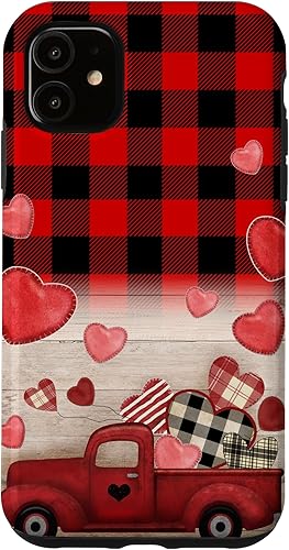 Miniatura 1 de Funda para iPhone 11 con diseño de búfalo rojo a cuadros para el día de San Valentín