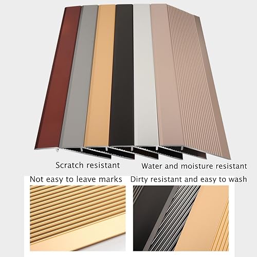 Miniatura 6 de Tira de transición de piso de aluminio, tira de borde de umbral de piso, tira de transición de puerta de 35.4 pulgadasazulejoalfombra a azulejo,