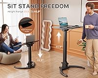 Vista 4 de JOY worker Escritorio móvil plegable de pie, escritorio de pie ajustable en altura, mesa de computadora portátil con ruedas inclinable de 90°