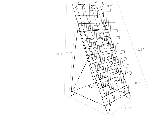 Miniatura 4 de FixtureDisplays Soporte de literatura de alambre de 10 niveles para piso, 20 bolsillos para revistas, cabecera - negro 119963