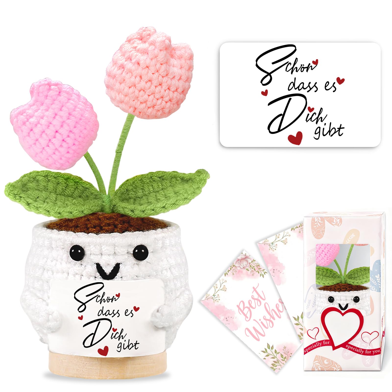 Geschenke für Frauen Dankeschön Geschenke Gehäkelte Blumen Glücksbringer Kleines Geburtstagsgeschenk für Frauen Beste Freundin Lehrerin Danke Geschenk Freunde Kollegen Weihnachten Home Decoration