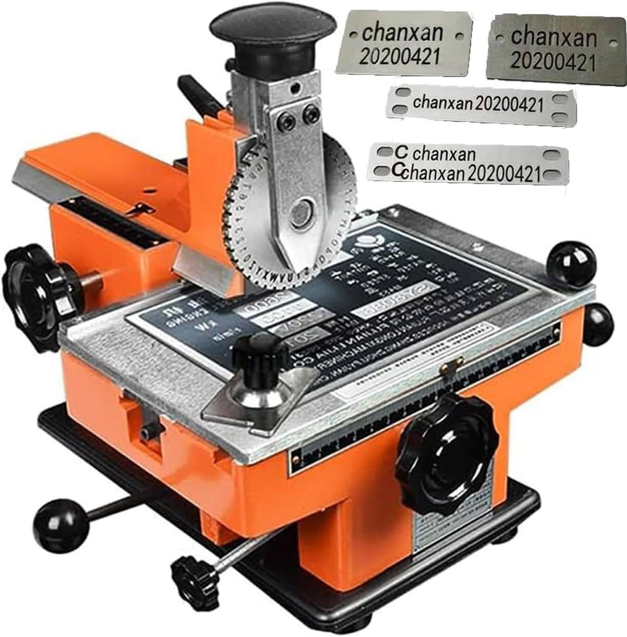 HTDRE Metal Stamping Printer Embosser, Semi-Automatic Nameplate Marking Machine with Character Wheels, Dog Tag Embossing Metal Nameplate Printer