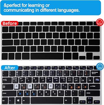 Softamm Cyrillic Keyboard Letter Replacement Sticker Orange and Cyrillic Keyboard Letters Replacement Sticker Blue,2Pack