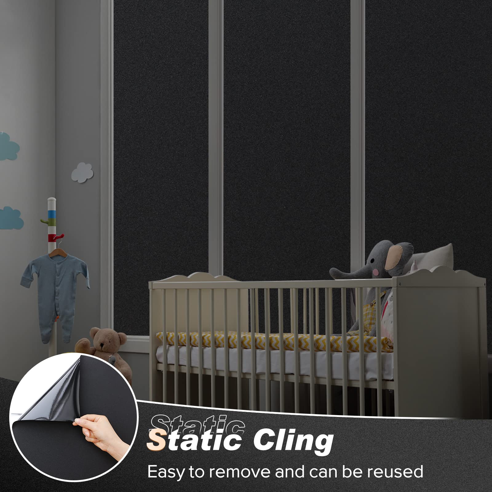 rabbitgoo Blackout Window Film, Black Out Window Film Privacy Day and Night - Image 3