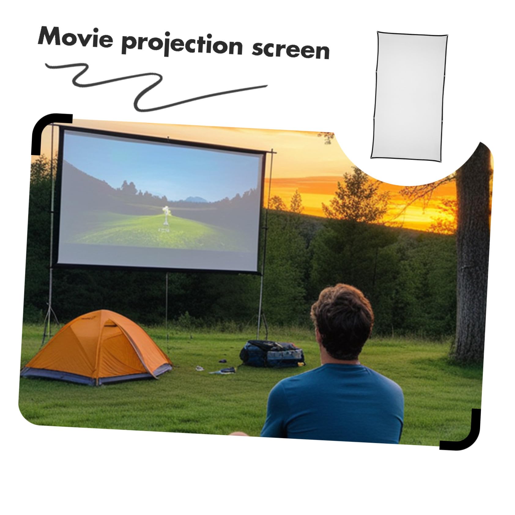 TEHAUX Schermo per Proiettore Pieghevole Bianco Adatto per Uso Interno ed Esterno Schermo di Proiezione per Cinema da Campeggio per Home Theater