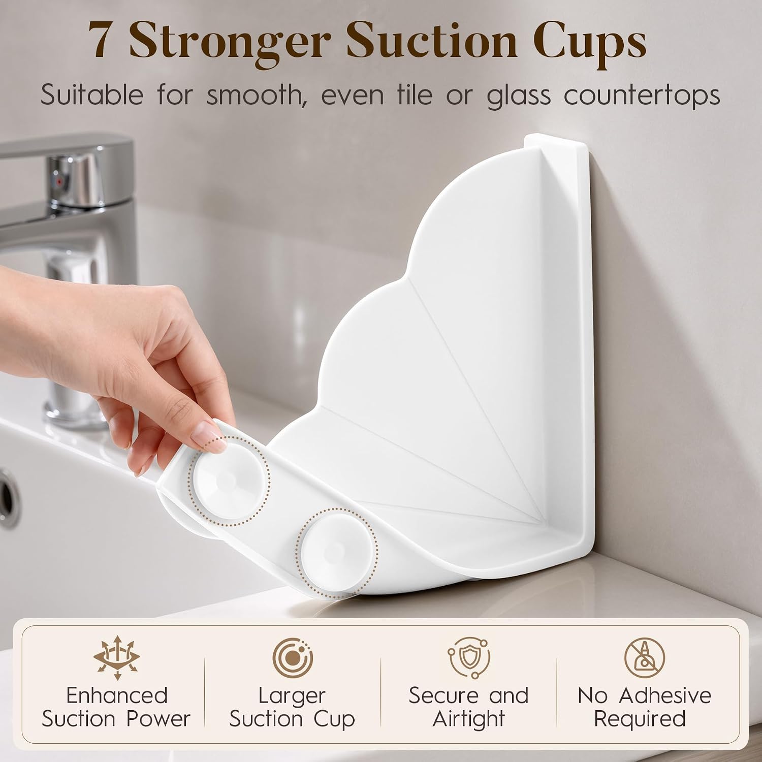 No Adhesive Silicone Splash Guard for Bathtub, 2-Pack White image 3