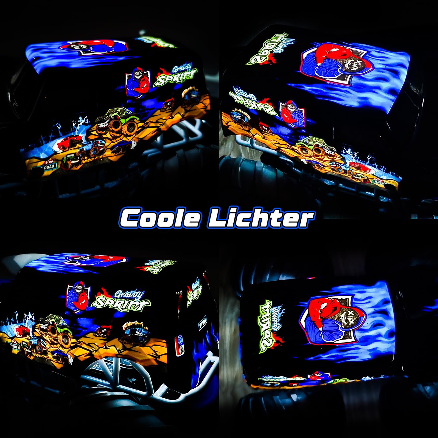 Monstertruck, Ferngesteuerter Monstertruck Ferngesteuert mit Licht, 360°Drehung Monster Truck, Aufrechtes Gehen, Gehen auf dem Kopf, 1:16 2,4GHz Amphibienfahrzeug Ferngesteuertes Auto ab 6 8 Jahre