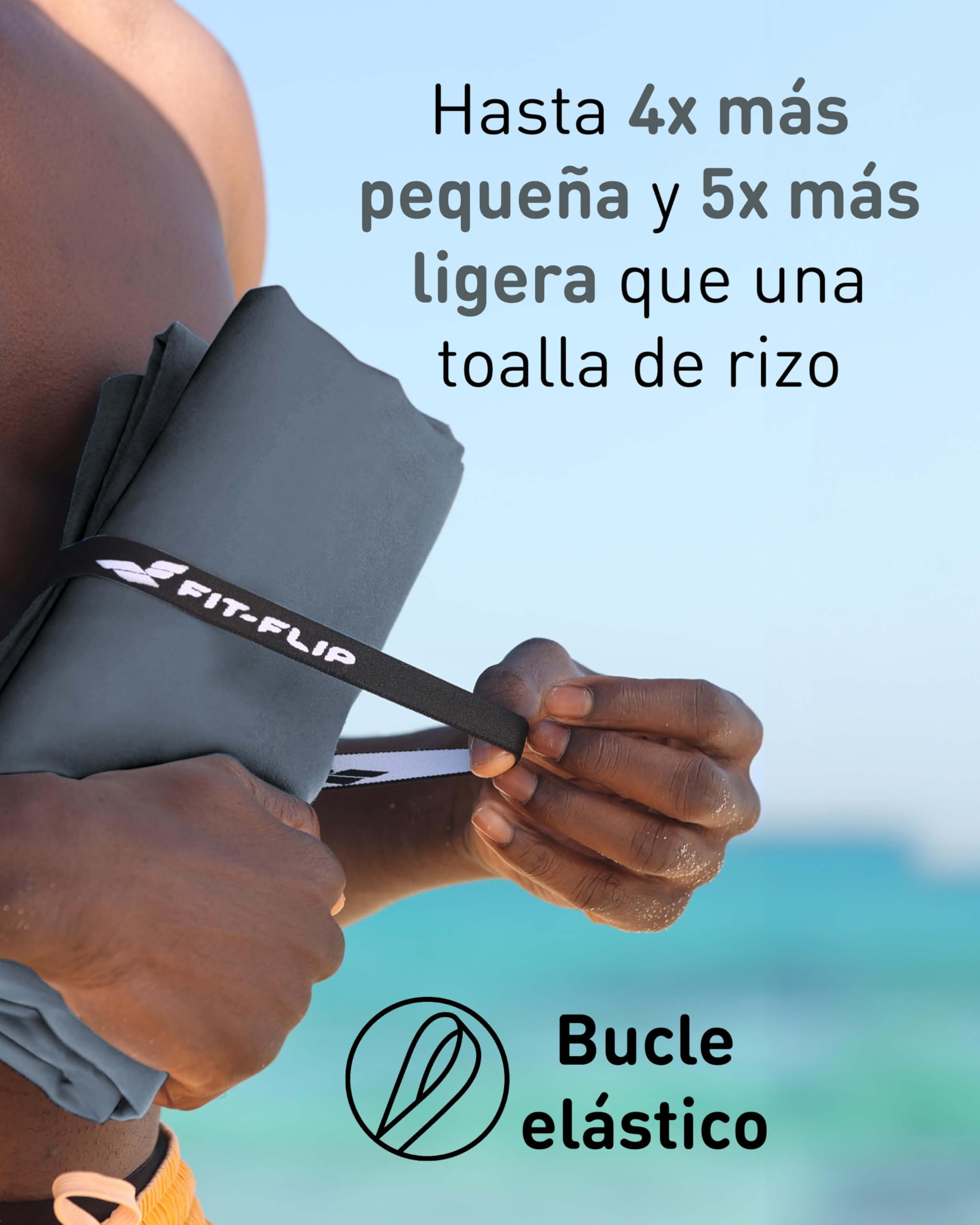 Fit-Flip Toalla Microfibra Gimnasio - compacta, Ultraligera y de Secado rápido – Toallas para Gym, Piscina, Viaje, Natacion y Playa Grande — view 3
