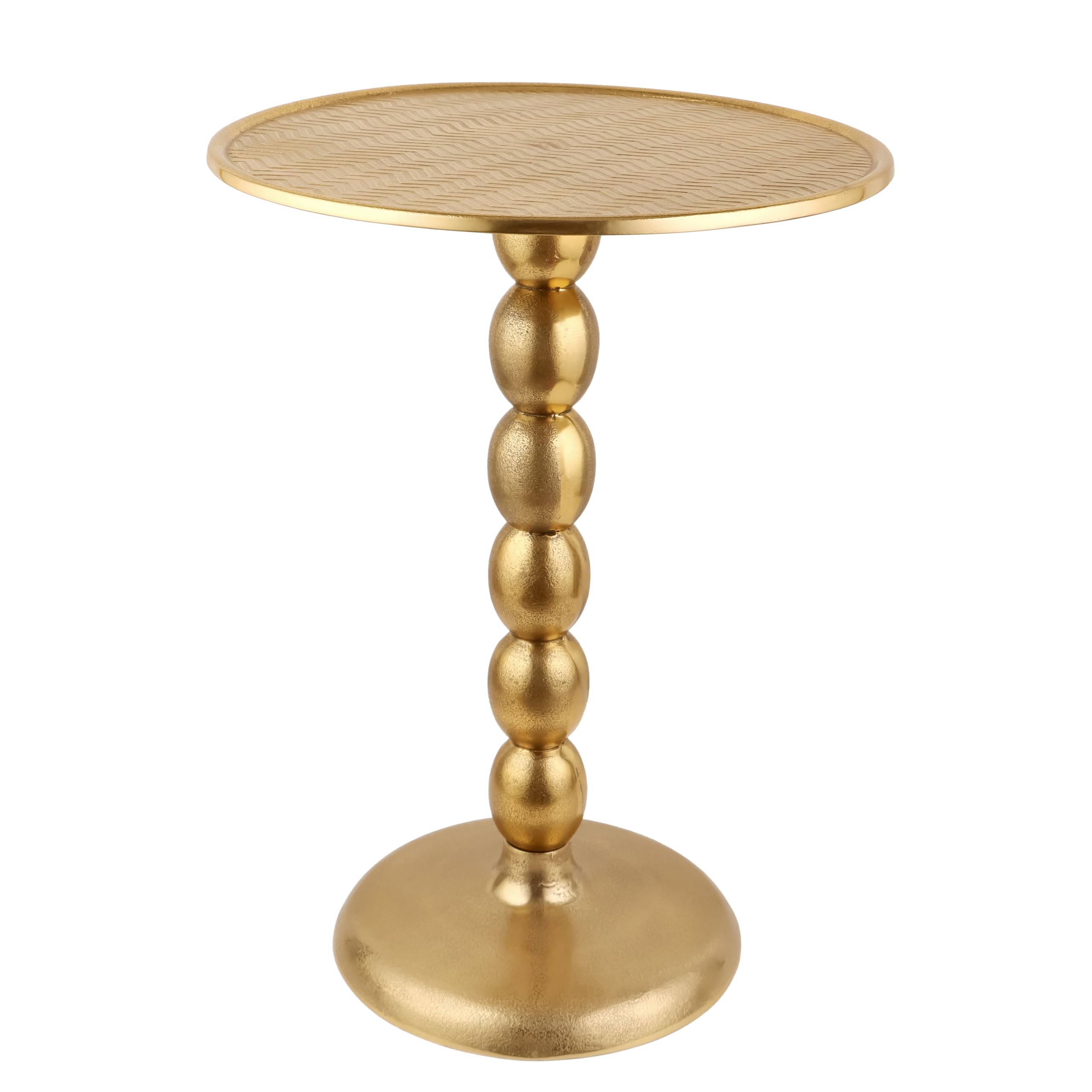 CLEENTABLE Zigzag Round Metal End Table, Gold, 21 in. H x 15 in. W