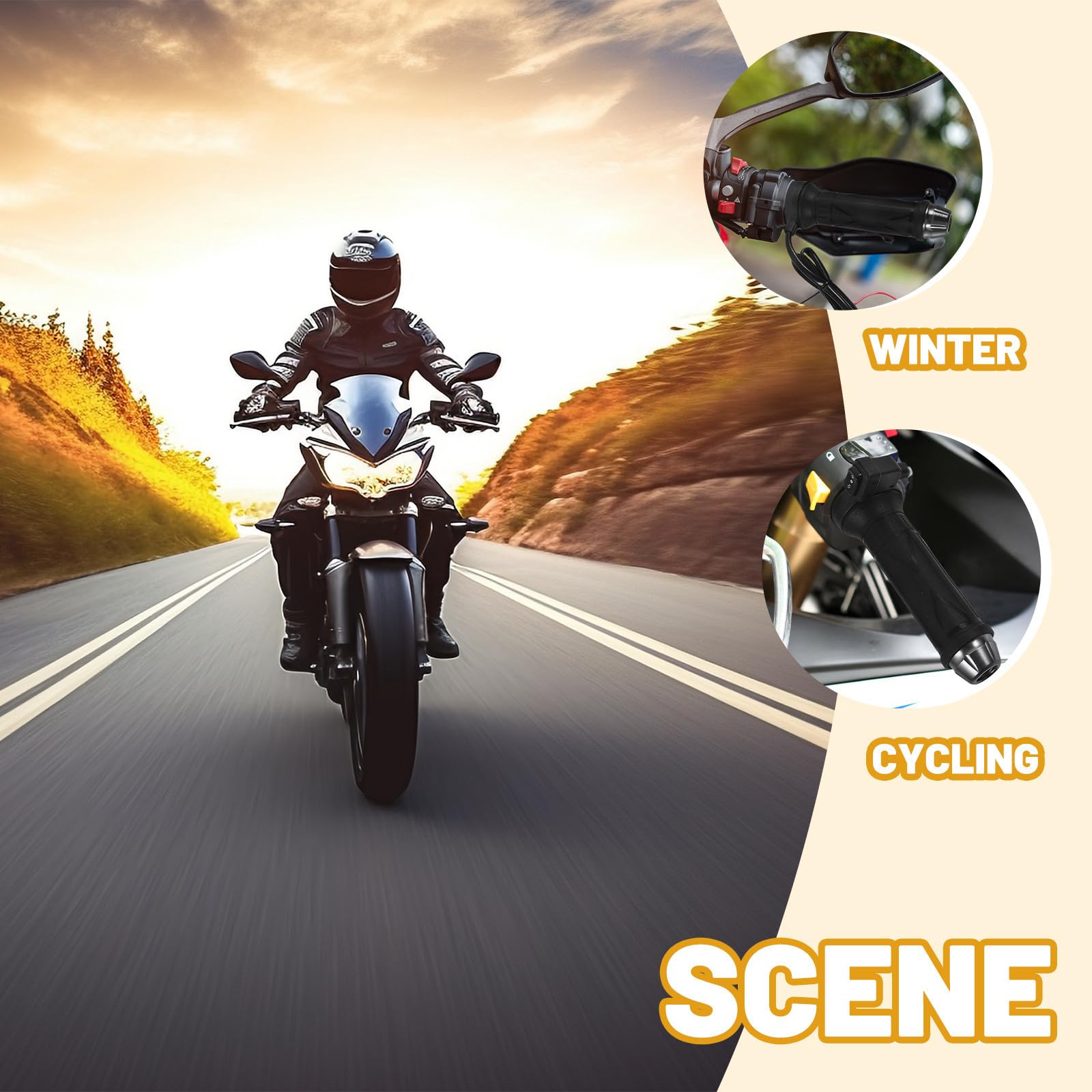 2 Stück Motorrad Heizgriffe 12v für 22mm Lenker, Abs Gummi Schwarz