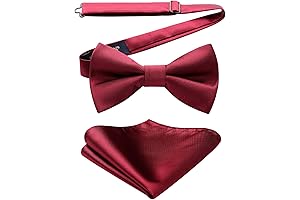 Men's Pretied Wine Red Bow Tie: Perfect Complement to Formal Attire