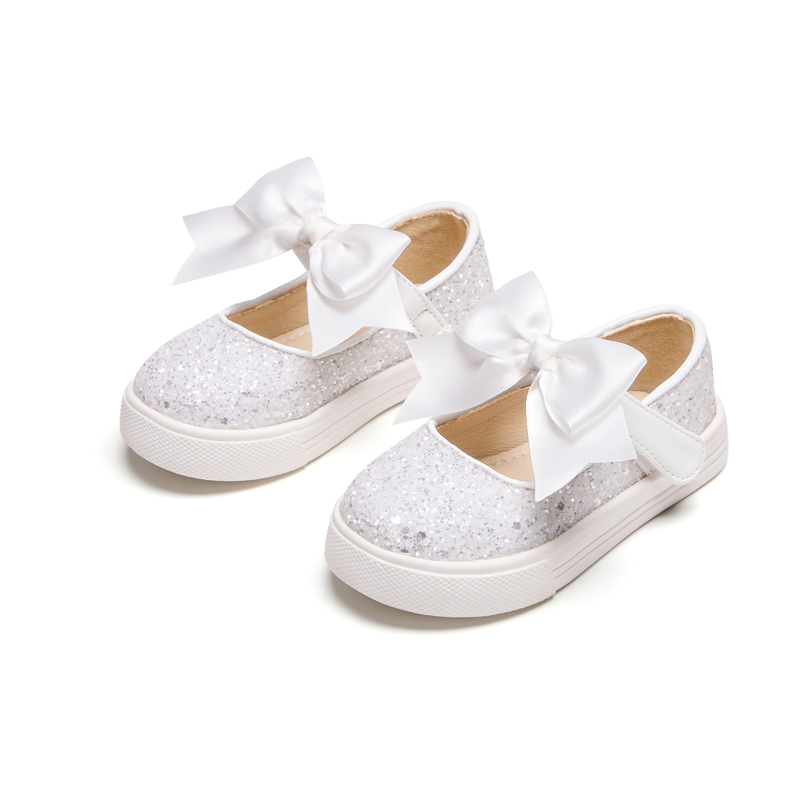 Tegeek Sparkly Sneakers for Girls 3-12 Years Slip-On Comfort Fit Casual Princess Shoes