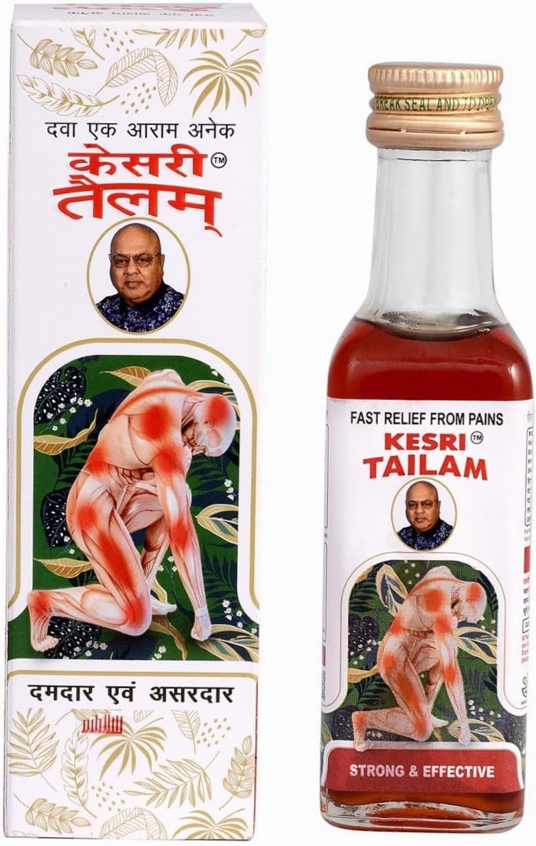 KESRI MARHAM 100% Herbal Ayurvedic Massage Oil - Anti inflammatory Essential Oils- Natural Relief for Muscle, Joint, Shoulder, Knee, Back, Sports Soreness Pain- Pack of 1 (3.8 Fl Oz)