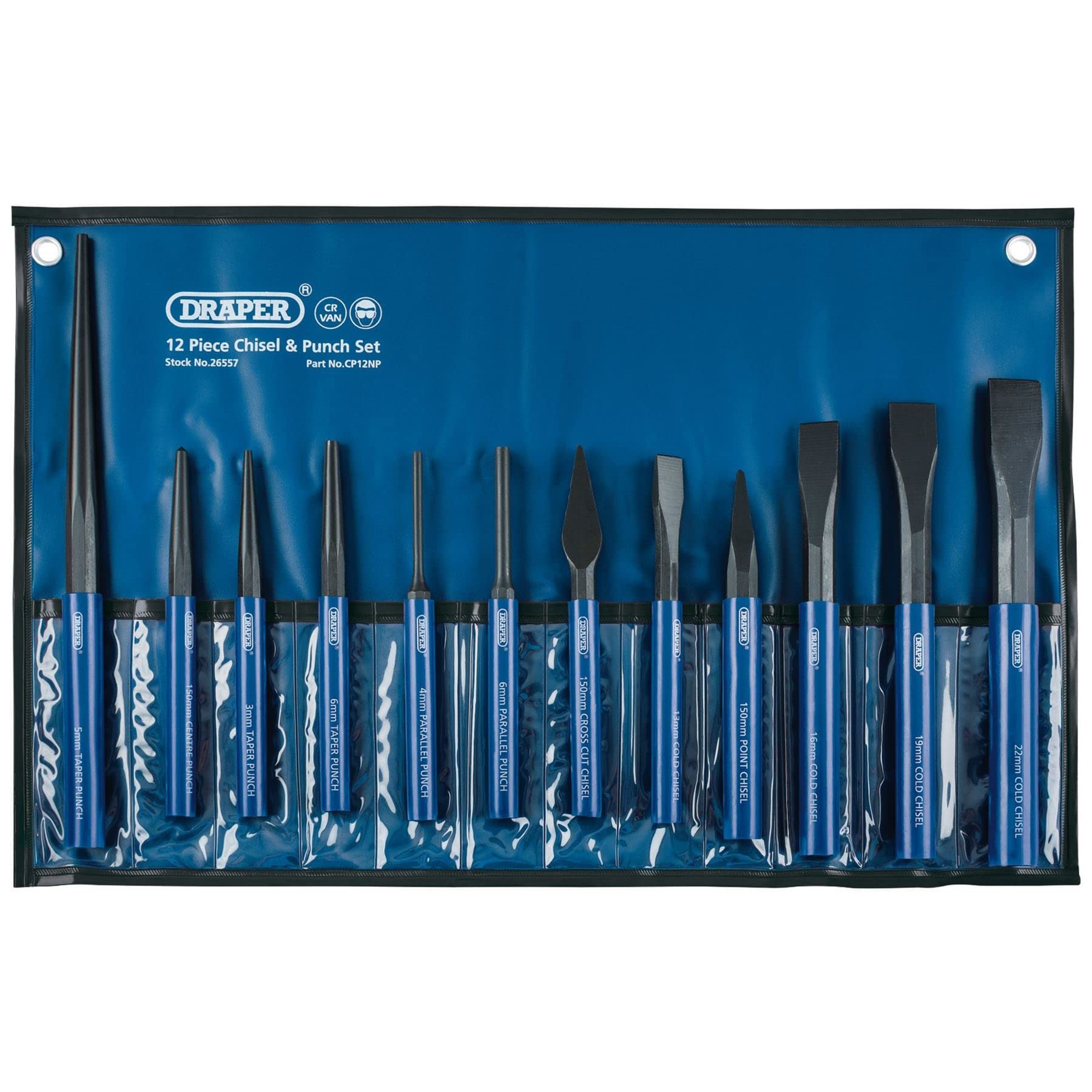 Draper CP12NP - Juego de cinceles (pack de 12)
