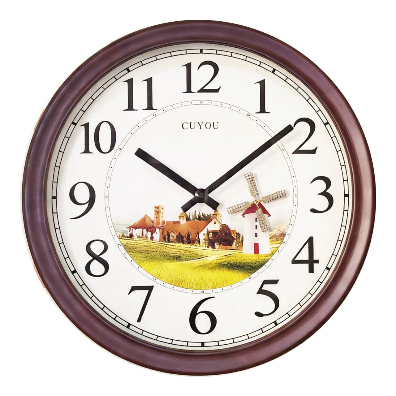 Horloge murale silencieuse sans tic-tac ronde en bois rétro