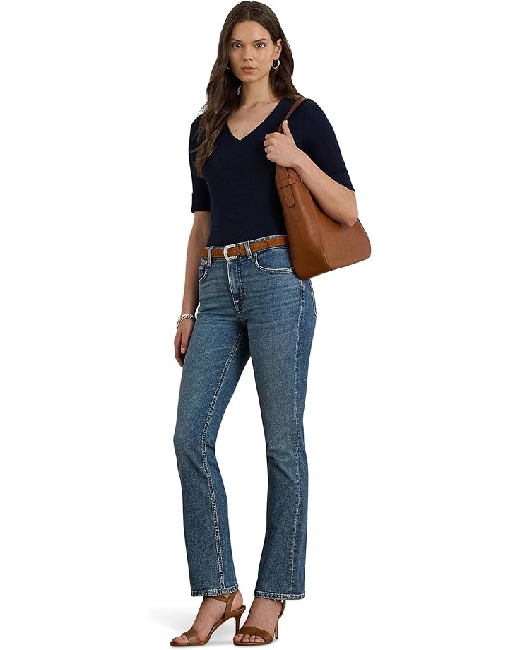 Lauren Ralph Lauren Stretch Cotton Elbow-Sleeve V-Neck Tee - #4 of 4