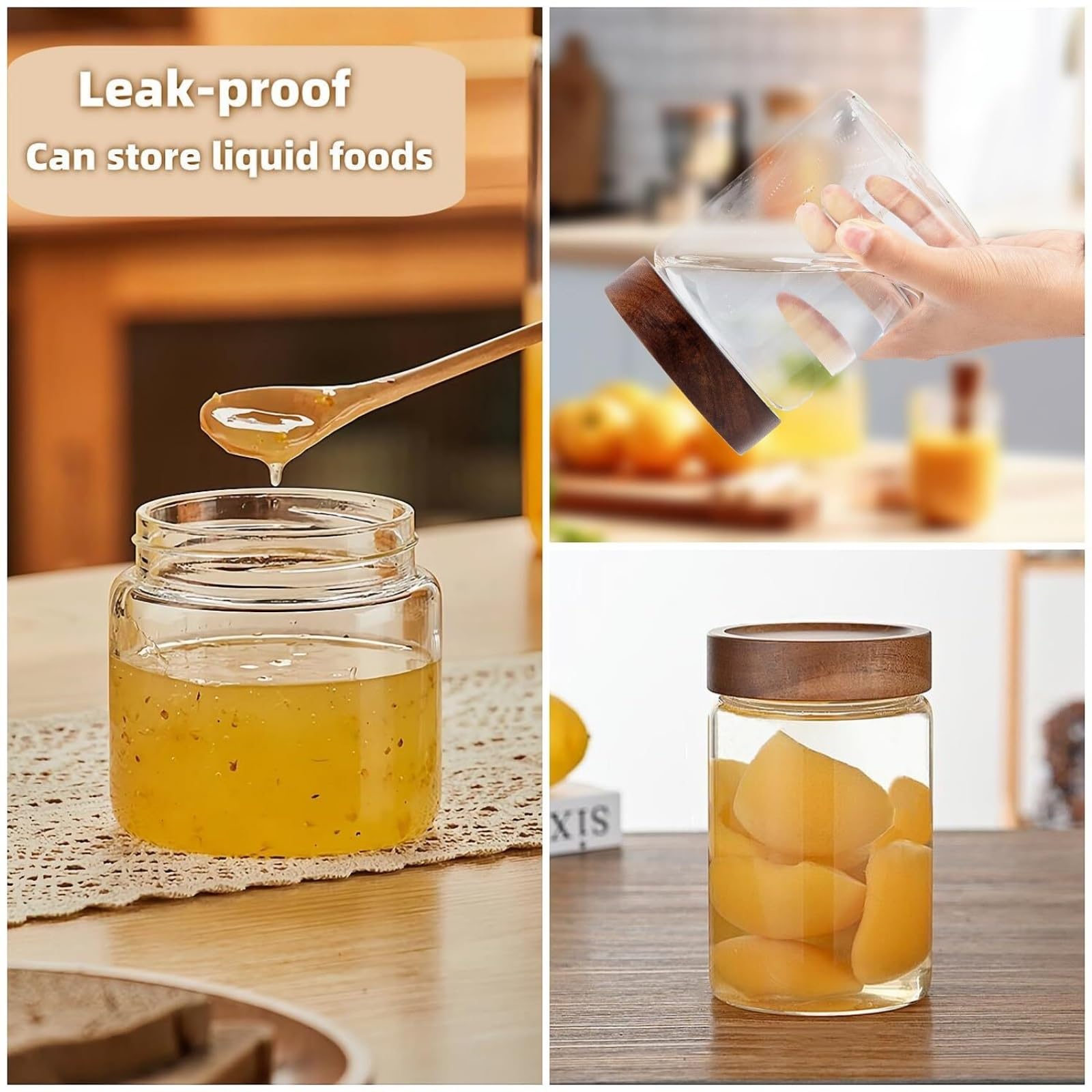 Hermetyczne Słoiki na Dżem Szklany Słoik W Stylu Vintage Z Hermetyczną Drewnianą Zakrętką Na Kawę do Przechowywania