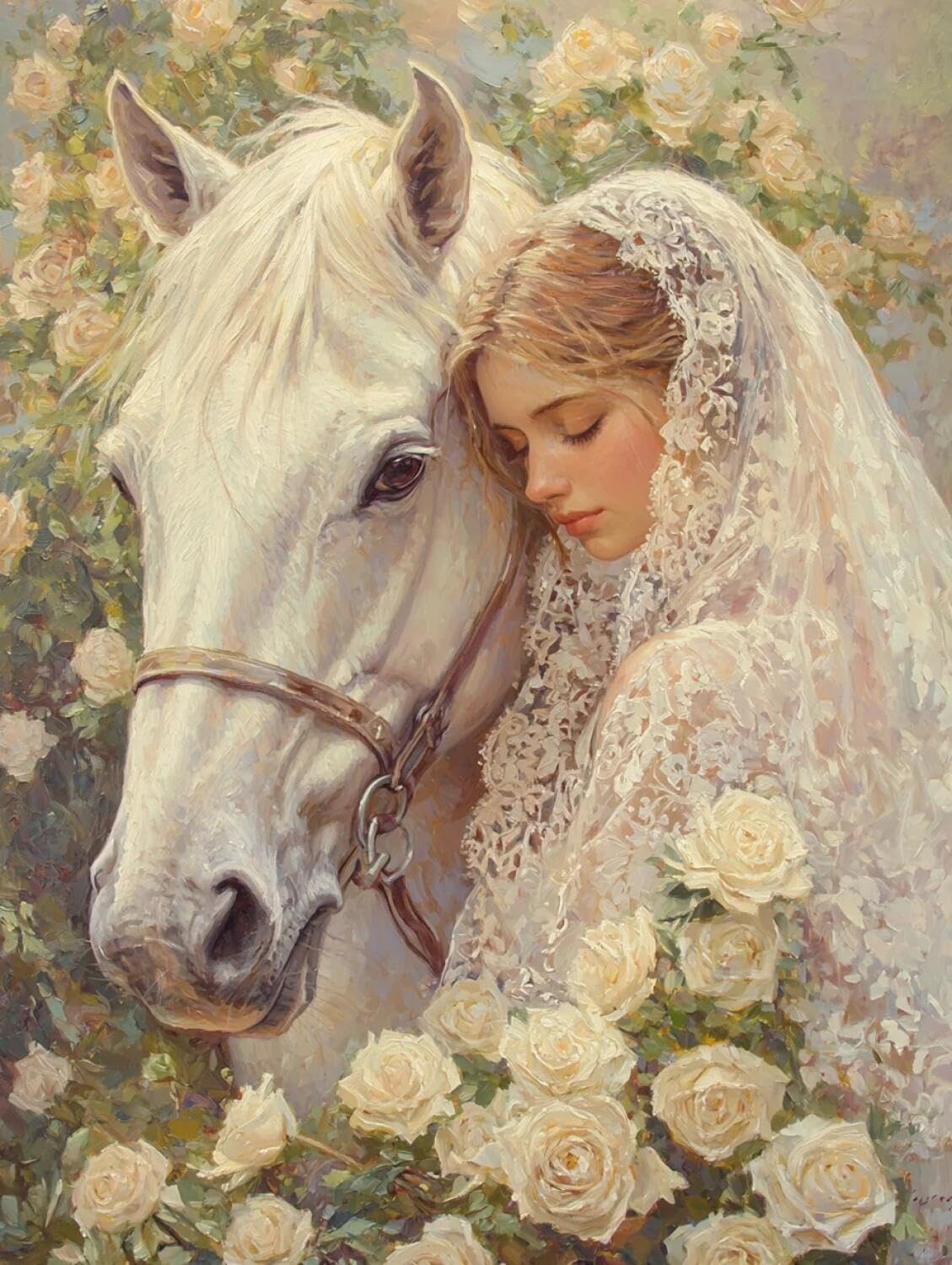 Rqwybcaxn Bead Cross Stitch Kits The Bride and Roses 40x50cm