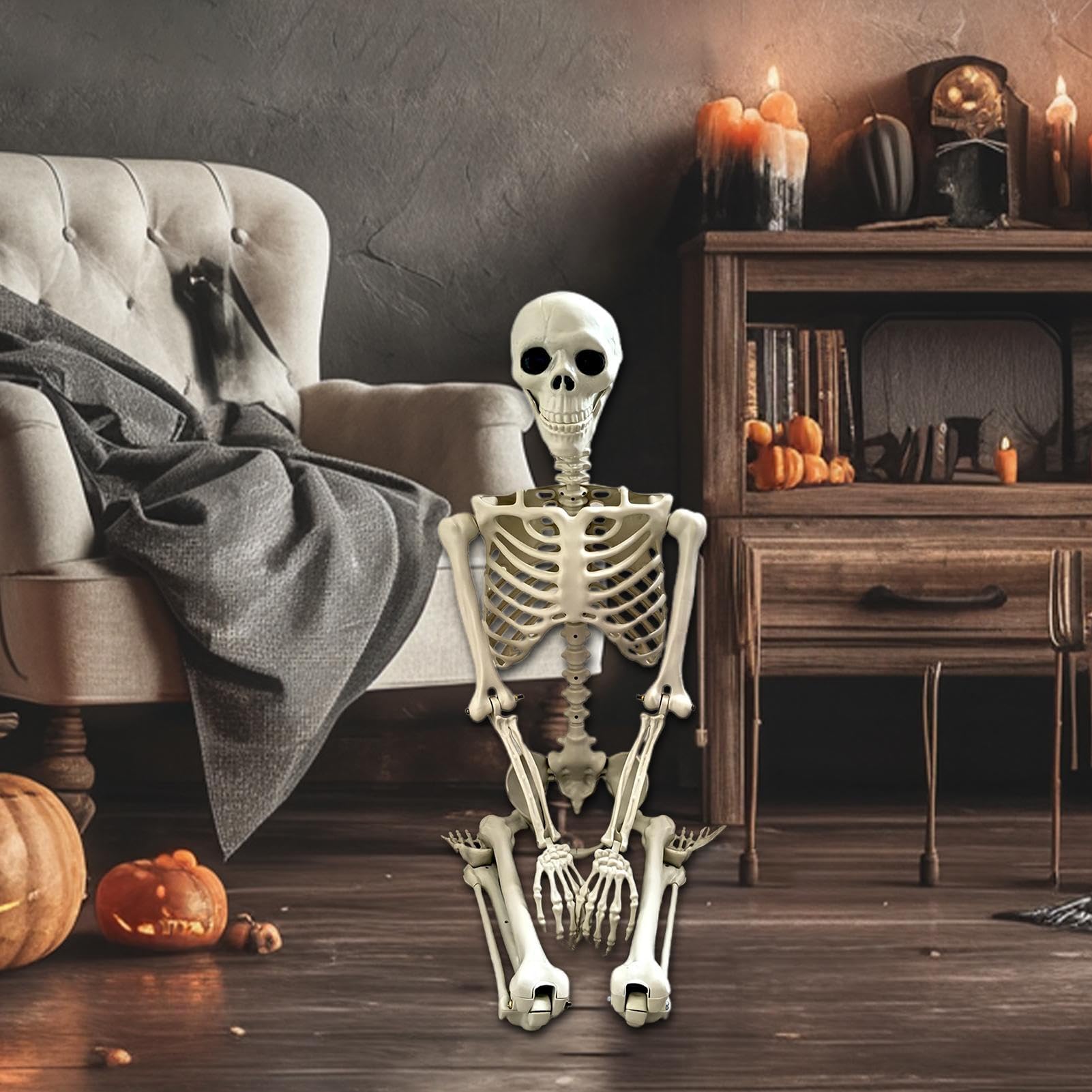 Scheletro Halloween a grandezza naturale 91 Cm Spettrale Realistico