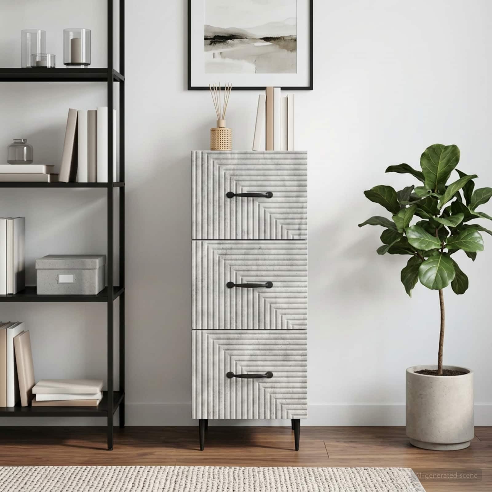 Armadio con cassetti grigio cemento 33 x 34,5 x 89,5 cm