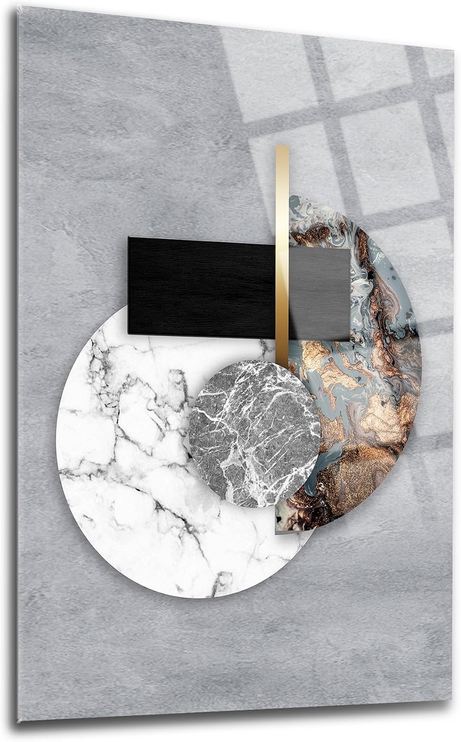 DEKADRON Glass Wall Art Marble World Map Themed Wall Decor Home Living Room Entryway Bedroom Decoration Vivid Color, UV Printed Durable and Tempered Glass with Size Options ((30x45cm) 12x18 Inches)