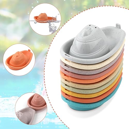 Miniatura 4 de 10 piezas apilables de juguete de baño de barcos flotantes, barcos flotantes, juguete para la ducha, barcos de juguete para la tina, juguetes para