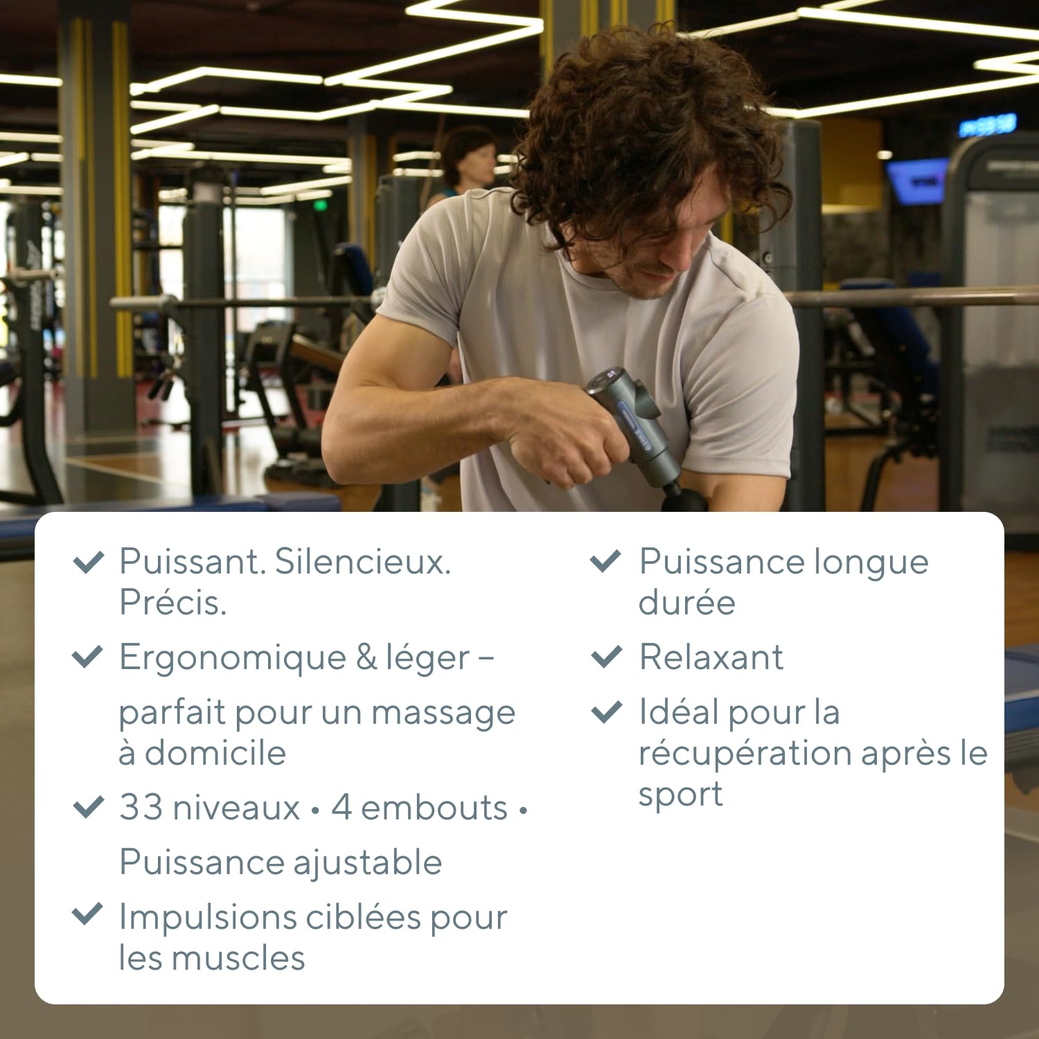B.Well Swiss MED-450 Nouvelle Génération – Pistolet de Massage Musculaire à Percussion, Massage Profond, 33 Vitesses, 4 Embouts, Récupération Sportive, Batterie 2 500 mAh