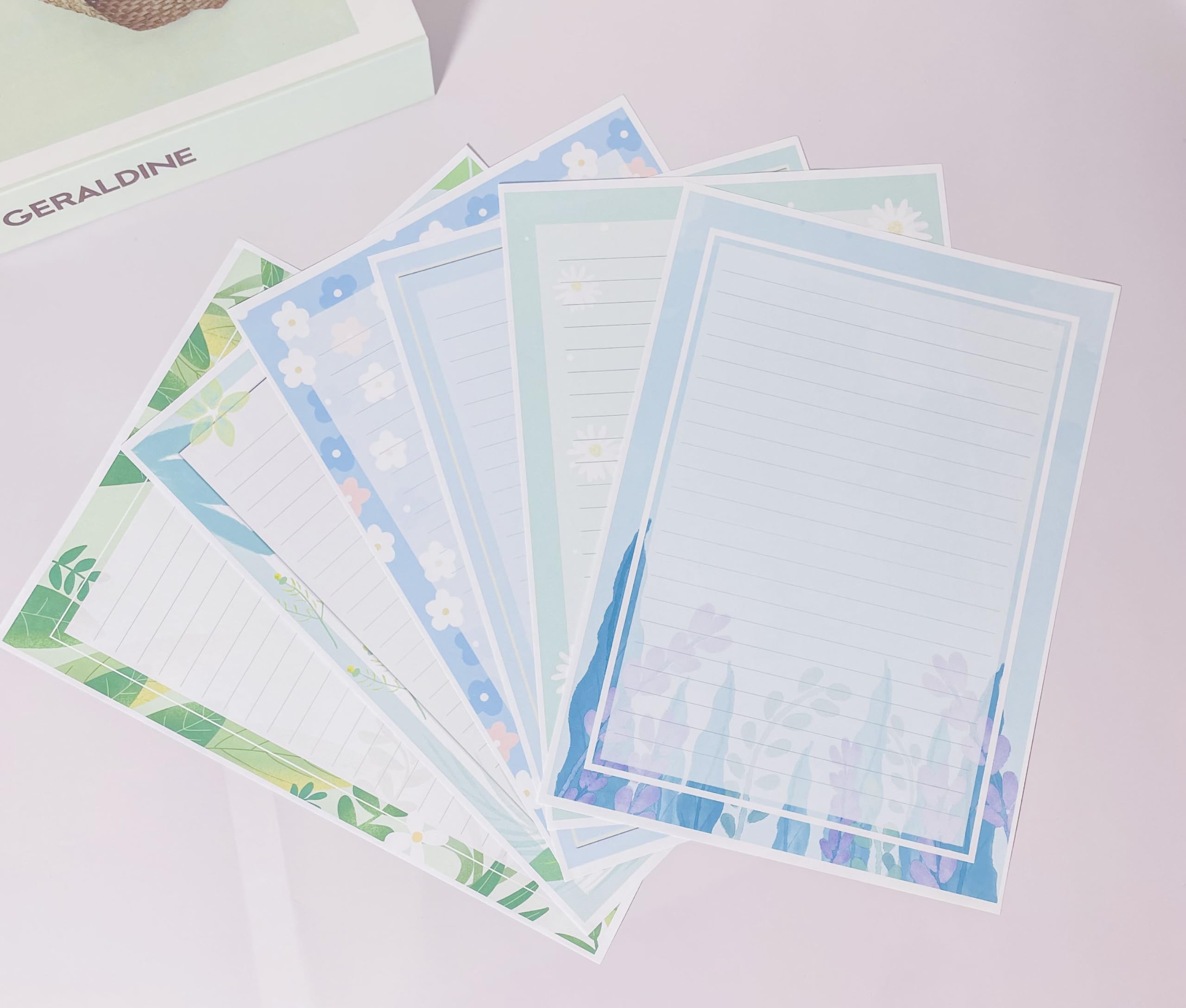 IMagicoo 60 Lined Writing Stationery Paper, Stationery Paper for Writing Letter, Notes, Invitations, Floral Writing Papers with Lines, 6 Different Style (11.7 x 8.26") - Image 6