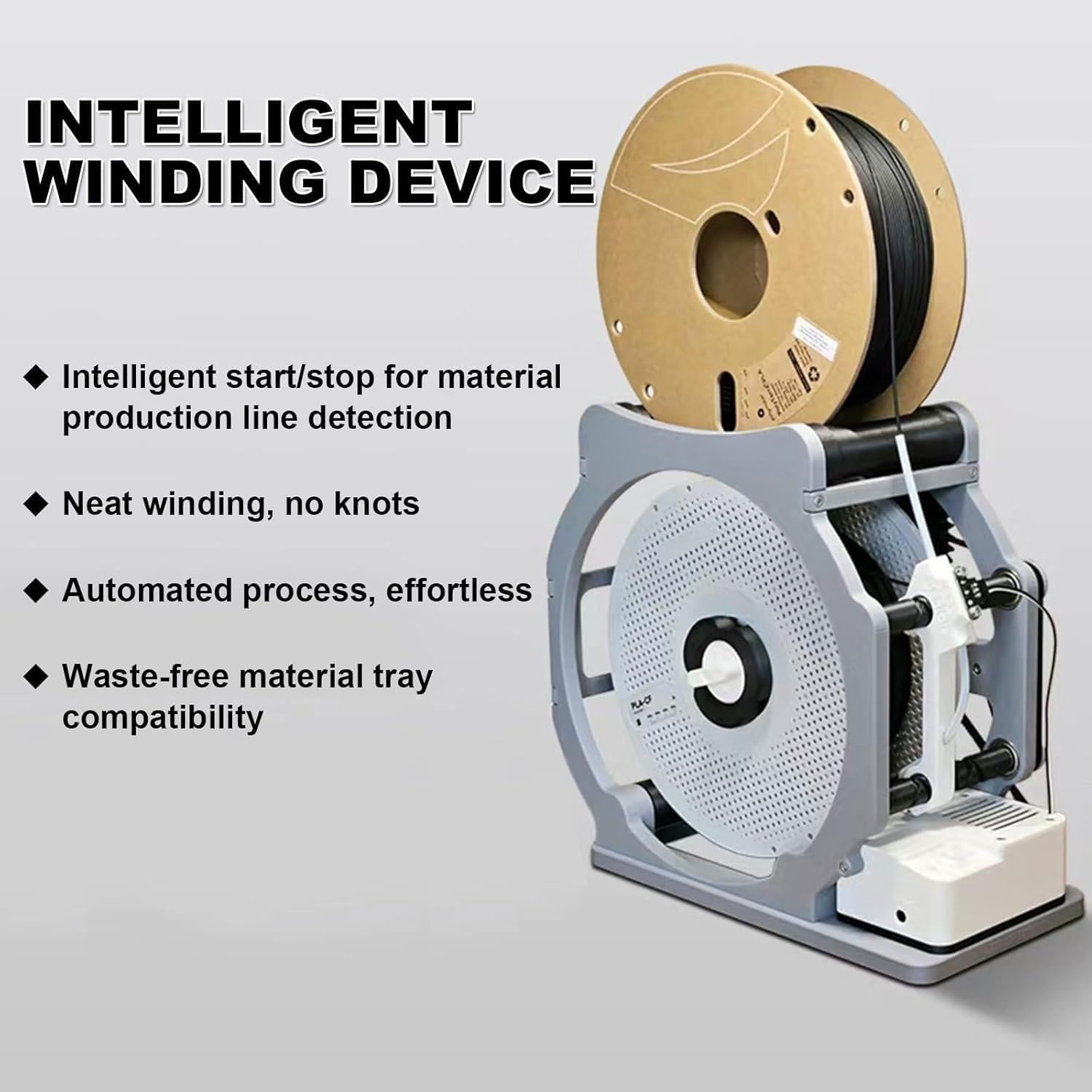 Filament Respooler, Elektrischer Spulenaufwickler mit Smart Start & Stop, verwicklungsfreie Wicklung für PLA/PETG/ABS/TPU/Nylon, passend für 1-kg-Spulen für 3D-Druck