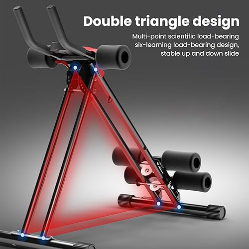 Miniatura 7 de Máquina abdominal, equipo de entrenamiento abdominal plegable, monitor LCD y rodillo de abdominales de 5 alturas ajustables para gimnasio en casa