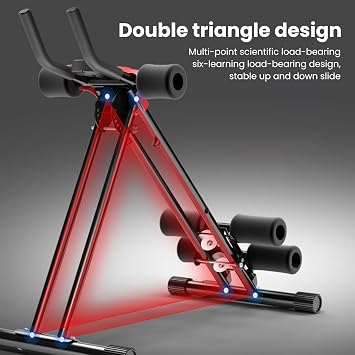 Adjustable Ab Workout Equipment, Full Body Core Training Machine, Abdominal Roller Foldable Ab Machine with Dual Track Frame and LCD Monitor for Home Gym Beginner Use
